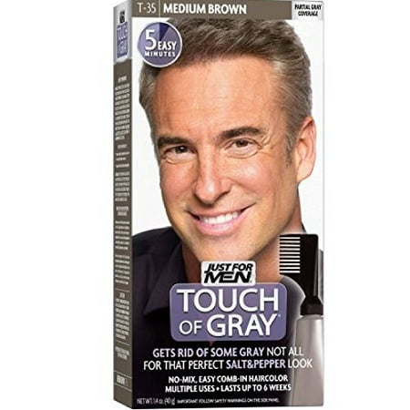 JUST FOR MEN Touch of Gray Haircolor T-35 Medium Brown, 1 (Best Drugstore Hair Dye For Gray Hair)