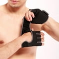 thumbnail image 5 of Etoshopy Anti Slip Fingerless Leather Black Weight Lifting Gloves, Size L, 5 of 7