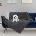 thumbnail image 3 of Pawsse Waterproof Pet Blanket, Pee Urine Proof Dog Blanket Cover for Couch Bed Furniture Protector, Liquid Proof Blanket for Small Medium Dogs, Lt Gray/Dk Gray, 50” x 60”., 3 of 7