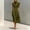 01 Army Green, variant on Women's Stand-Up Collar Breathable Dress Summer Ankle Length Shift Dress Side Pockets Simple Maxi Dress