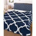 thumbnail image 3 of Quilts Full Size, Navy Blue Morocco Pattern Soft Comforter Bedding Set for Bed, White Moroccan Geometric Art Lightweight Quilted Bedspread with Pillow Cover(2 Pieces) for All Season, 78x90 Inch, 3 of 6