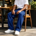 thumbnail image 6 of Men's Baggy Sweatpants Wide Leg Elastic Waist Drawstring Athletic Loose Jogger Outdoor Travel, 6 of 7