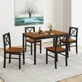 thumbnail image 3 of Costway 5 Piece Dining Table Set for 4 People with Rubber Wood Legs, Cross Backrest, 3 of 10