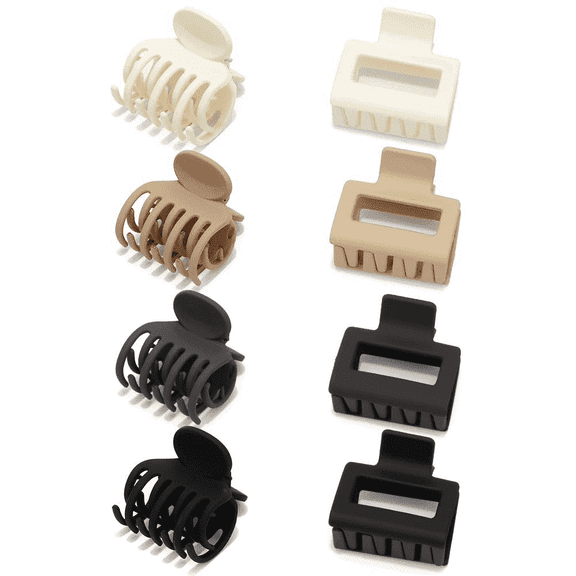 8 Pcs Matte Small Claw Clips for Women Girls Double Row Teeth Clips Rectangle Hair Clips for Thin/ Thick Hair Non-slip