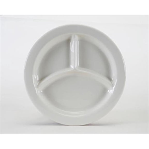 Tuxton China BEA-0903 3 9 in. Compartment Plate - Eggshell - 1 Dozen