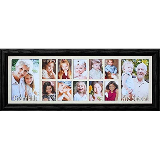 7x20 Grandkids Are Special Multi Portrait Collage Picture Frame Cream Marbled Matboard With Fruitwood