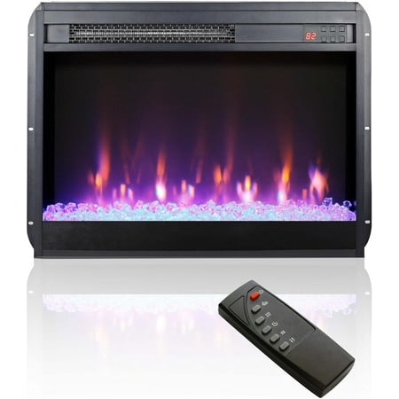 23 Electric Fireplace Insert Electric Fireplace Heater with Remote/Timer/Side Light Adjustable 8 Flame Colors Digital Display Crystal Overheating Protection 1400W(22 15/16 X 17 5/8 )