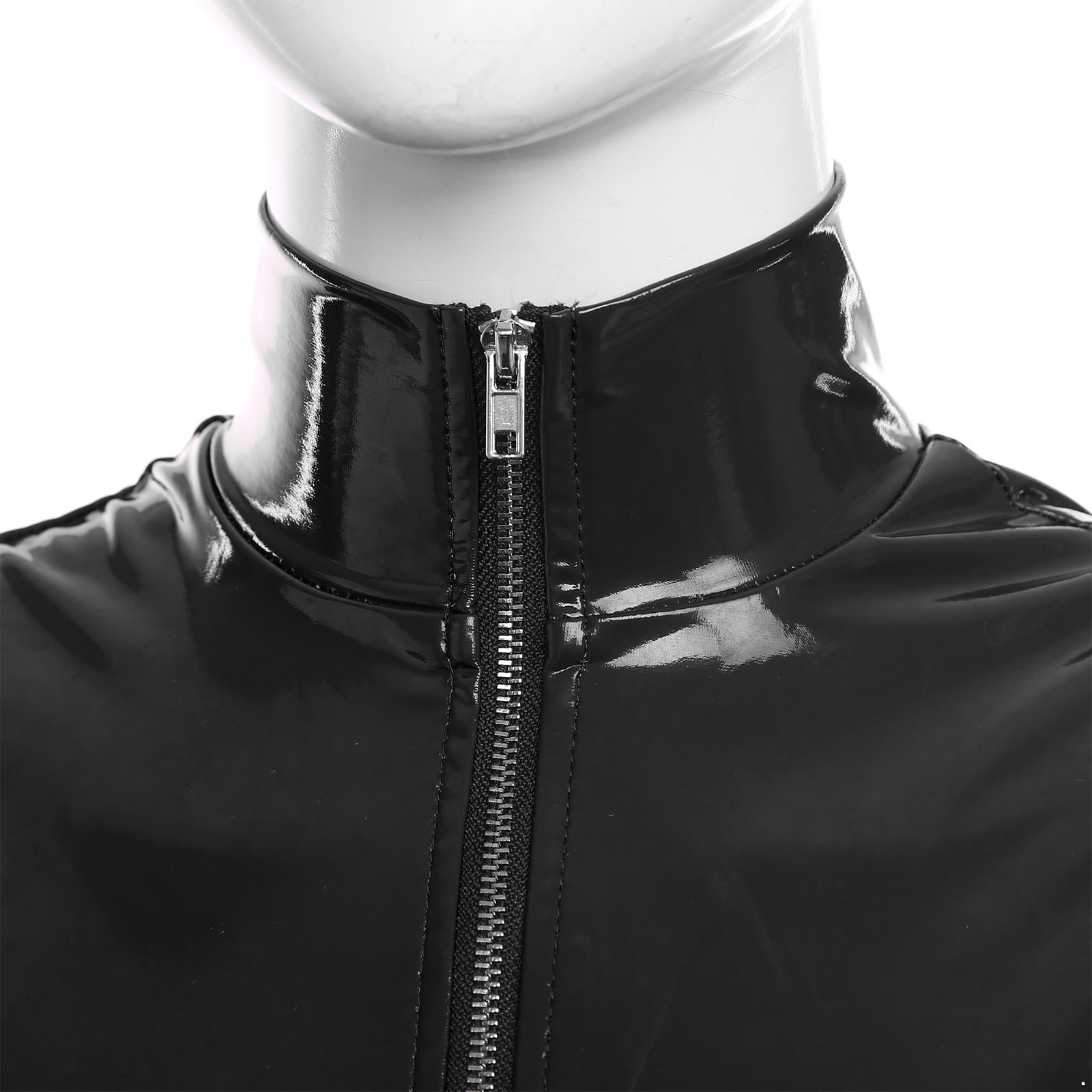 YONGHS Womens Patent Leather Tank Top Sleeveless Zipper Vest Shirt