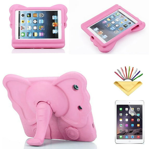 iPad mini 7.9 Case, iPad mini 2 Case, iPad mini 3 Case, iPad mini 4 Kids Case, Dteck Shockproof Heavy Duty Kickstand Protective Cover For iPad mini 1 2 3 4 7.9 inch (not fit mini 5), Pink Elephant