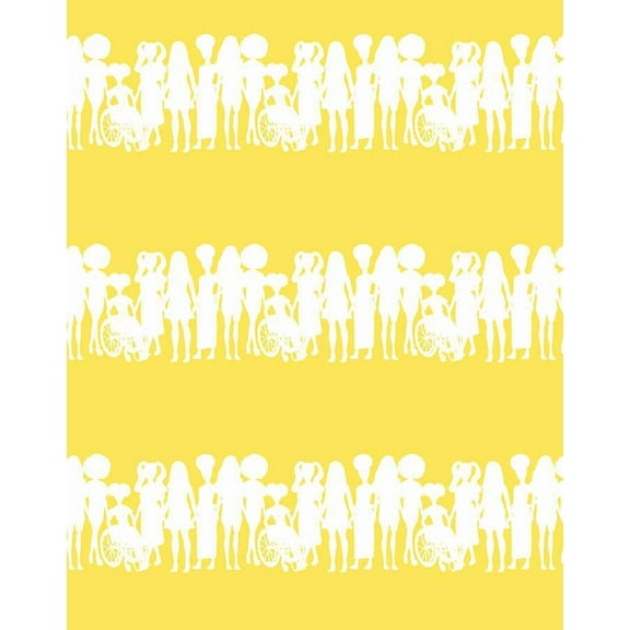 Fashionista Silhouettes Stripe Removable Vinyl Wallpaper by Barbie- Daffodil