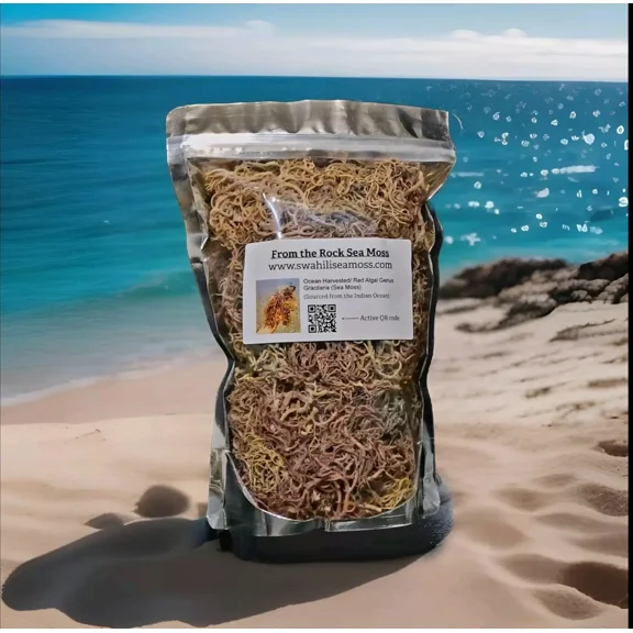 Swahili Sea moss | Ocean Harvested Raw Purple Spectrum Sea Moss from the Indian Ocean 8 oz. ( 0.50 lb.) from Tanzania ( Makes 144 ounces of Gel )