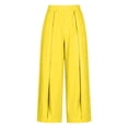 thumbnail image 7 of MVRLSH Women's Wide Leg Pants Lightweight Loose Pleated Cropped High Waist Culotte Trousers for Daily Relaxed Outfits Stretch Dress Casual Flowy Palazzo Pants Yellow - L, 7 of 7