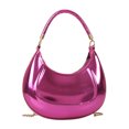 thumbnail image 1 of Bolsa de hombro con cadena para mujer, bandolera femenina sencilla de piel sintética con media luna brillante Tmvgtek Para Estrenar, 1 of 9