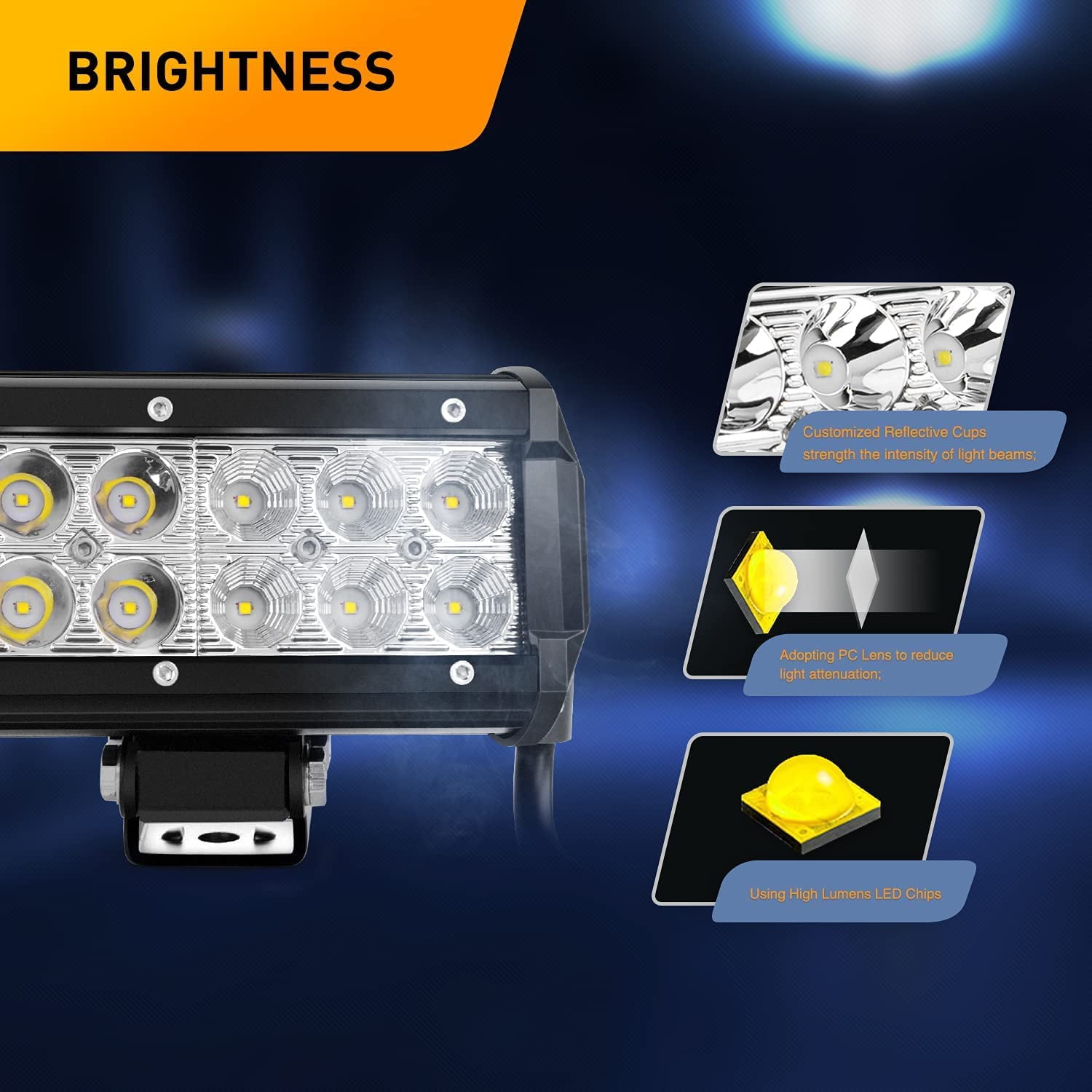 Waywe 20inch 126W LED Light Bar 4PCS 4inch 18W Spot Pods Driving Fog Off-Road Lighting for ATV Golf cart Trucks Boat Mowers Boat