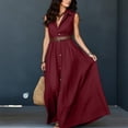 thumbnail image 4 of Aimik Womens Belted Collared Maxi Shirt Dress Sleeveless V Neck Loose Fit Summer Vacation Beach Long Dresses with Pockets, 4 of 6