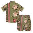thumbnail image 2 of Uourmeti Kids Peony Luau Shirts and Swim Trunks for BoysShort Sleeve Button Down Tops Blouse Toddler Boy's 2 Piece Summer Outfits Size 4 Year, 2 of 7