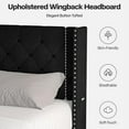 thumbnail image 5 of Full Bed Frame with LED Lights, Upholstered Velvet Platform Bed Frames with Button Tufted Wingback Headboard & Footboard - Wooden Slats Support, No Box Spring Needed, Black, 5 of 8