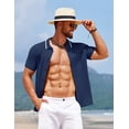 thumbnail image 5 of COOFANDY Men's Knit Short Sleeve Button Up Shirt Casual Summer Shirt Beach Vintage Shirts, 5 of 6