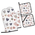 thumbnail image 3 of ZNDUO Oven Mitts and Pot Holders Sets, Cute Doodle Hearts Pattern Non-Slip Cooking Oven Mitt, 3 of 8