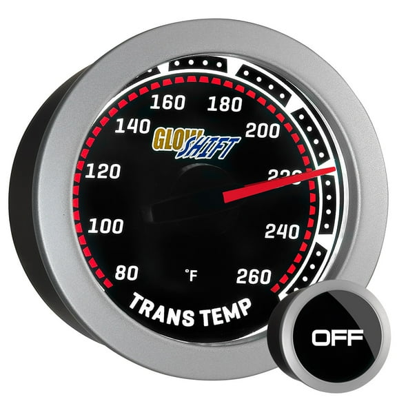 GlowShift | 2-1/16 (52mm) Tinted Series Transmission Temperature Gauge for Cars and Trucks