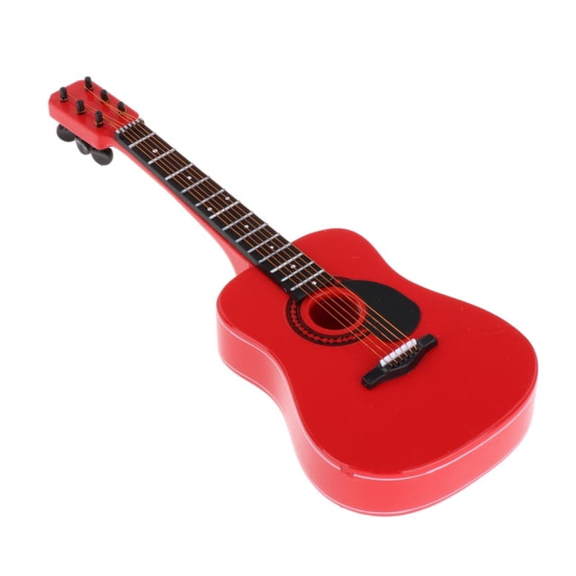 modelo de guitarra de simulación con soporte 1: 6 madera en miniatura, decoración del hogar suministros de accesorios rojo CUTICAT atril