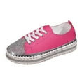 thumbnail image 2 of Miluxas Women Glitter Sneakers Sparkly Low Top Sequins Sneakers Lace Up Tennis Shoes Comfort Bling Shoes Fashion Shiny Walking Shoes Hot Pink-A 4.5(35), 2 of 9