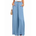 thumbnail image 2 of Women Casual High Waist Spring Fall Solid Color Long Wide Leg Pants Casual with Pockets S, 2 of 8