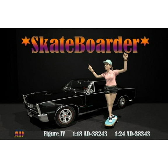 Skateboarder Figure IV, Pink and Black - American Diorama 38243 - 1/18 scale Figurine - Diorama Accessory