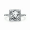 thumbnail image 4 of CAUER 14K White Gold Plated Princess & Round Moissanite Halo Ring for Women – Statement Jewelry Gift with Certificate & Lifetime Warranty, 4 of 5