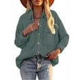 thumbnail image 2 of jsaierl Corduroy Shirt Women Long Sleeve Blouse V-Neck Button Top Winter Long Sleeve Shirt Long Sleeve Short Jacket, 2 of 5
