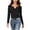 Black——Fall Savings, variant on Womens Long Sleeve Crop Tops Notched Neck Lettuce Hem Blouses Fall Fitted Classic Fit Shirts Army Green XL