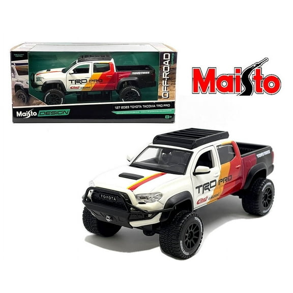 Maisto Design Toyota Tacoma TRD Pro Off Road -White with Racing Stripes 1:24 Scale