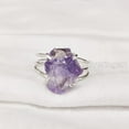 thumbnail image 2 of Natural Amethyst Ring, Rough Amethyst Gemstone Ring, February Birthstone, 3 Plain Band, 925 Sterling Silver, Womens Ring, Christmas, Thanksgiving, Handmade, Statement Jewelry, Rough Gemstone Jewelry, 2 of 5