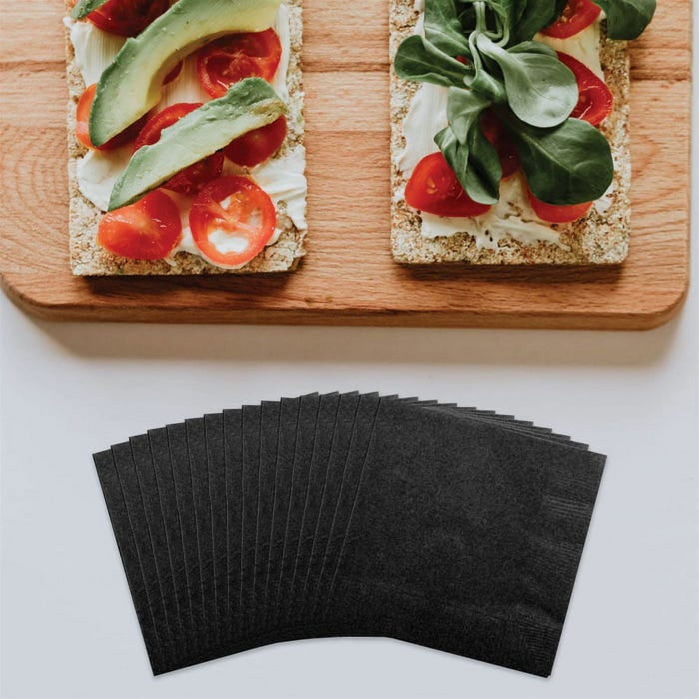 JAM Paper Small Beverage Napkins, 5 x 5, Black, 200/Pack