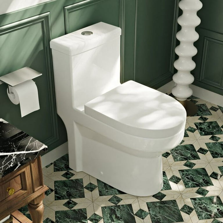 Floor Mounted Gray Ceramic White One Piece Toilet Seat Power