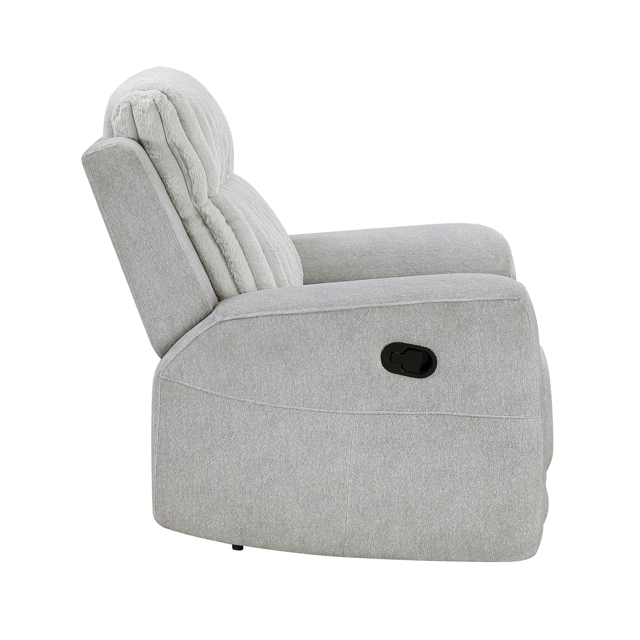 OakvillePark Emberlake Textured Microfiber and Corduroy Manual Reclining Chair, Light Gray