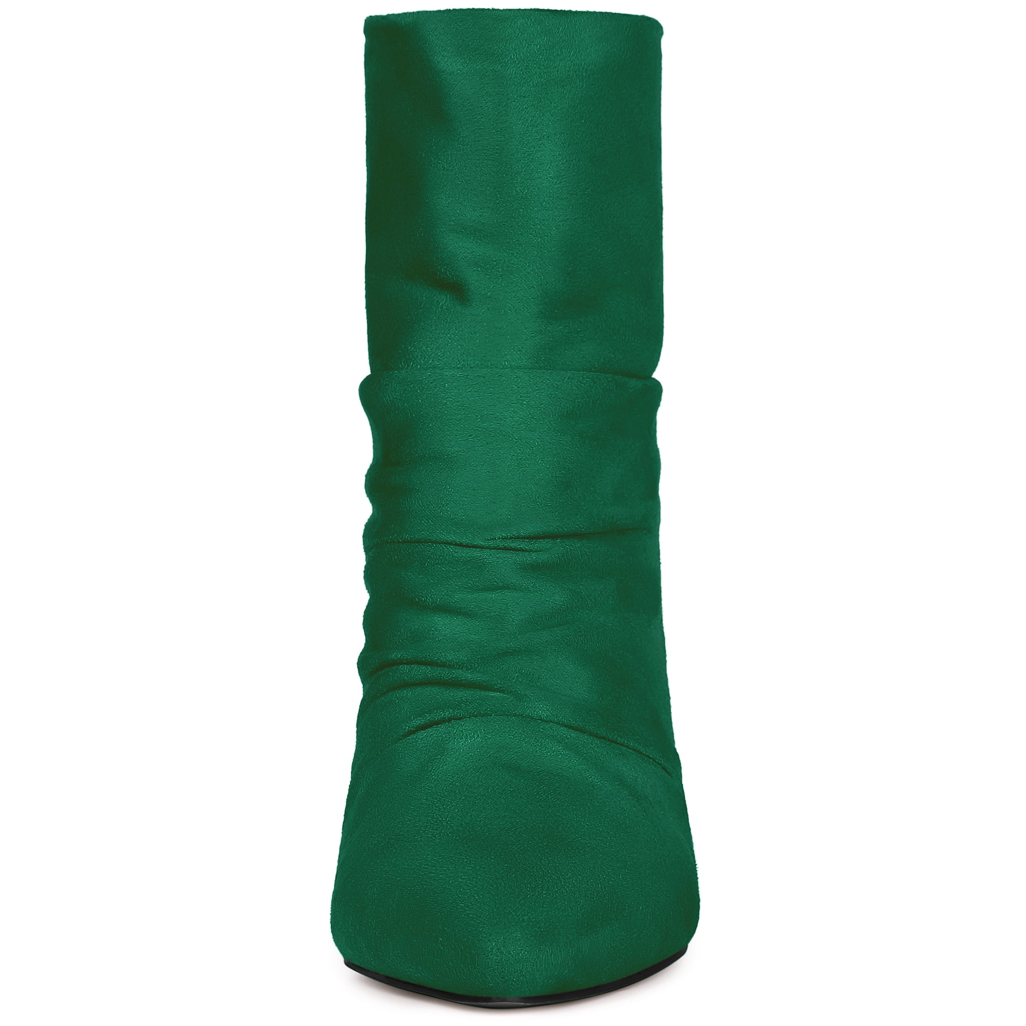 DARING DIVA Women's Pointed Toe Back Zip Stiletto Heel Ankle Boots Emerald Green 10