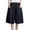 Navy, variant on Womens Cotton Linen Blend Elastic Waist Wide Leg Culottes Casual Loose Cropped Pants with Side Buttons and Pockets Lightweight Solid Color Daily Wear
