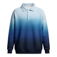 thumbnail image 4 of Polo Long Sleeve Shirts for Men Waffle Knit Collar Gradient Shirt Spring Fall Soft Button Golf Polos Pullover Tops Relaxed Fit Blue2 XXXL, 4 of 4