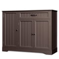 thumbnail image 3 of Coffee Bar Cabinet, Lofka 42" Farmhouse Kitchen Storage Sideboard Buffet Cabinet with 8 Shelves & 1 Drawer, Multifunctional Console Table for Dining Living Room Entryway Coffee Station, Dark Brown, 3 of 9