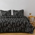 thumbnail image 2 of Quilt Set Queen Floral Bedspread Coverlet Queen Floral Quilts Bedding Spring Summer Lightweight Quilts Bedspread White Plants Black Floral Quilt Collection Bedspread with 2 Pillow Shams, 2 of 6