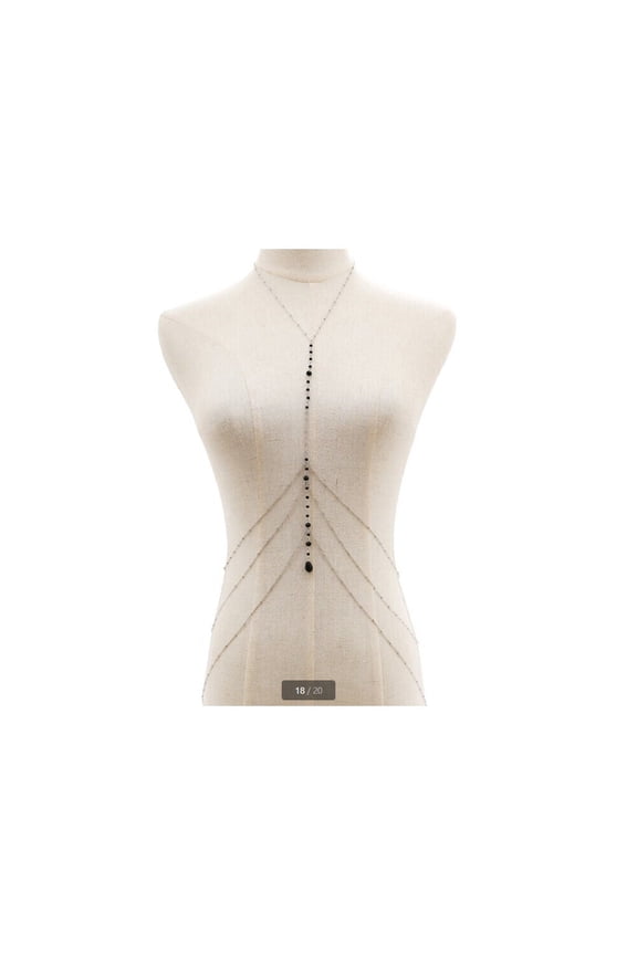 Body Chain Silver & Black Triple Layered Neck to Waist Harness