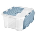 thumbnail image 2 of Sterilite 20 Qt Hinged Lid Storage Box, Plastic Container, Washed Blue, 6 Pack, 2 of 9