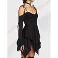 thumbnail image 6 of Osfvolr Women'S Halloween Costumes Off-Shoulder Butterfly Fairy Cosplay Party Handkerchief Flowy Midi Dress Black S, 6 of 8