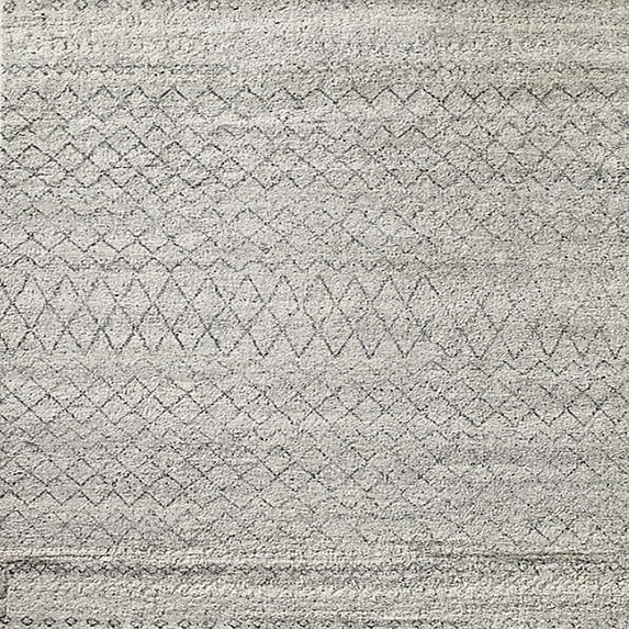 Ahgly Company Indoor Square Mid-Century Modern Dark White Beige Solid Area Rugs, 7' Square