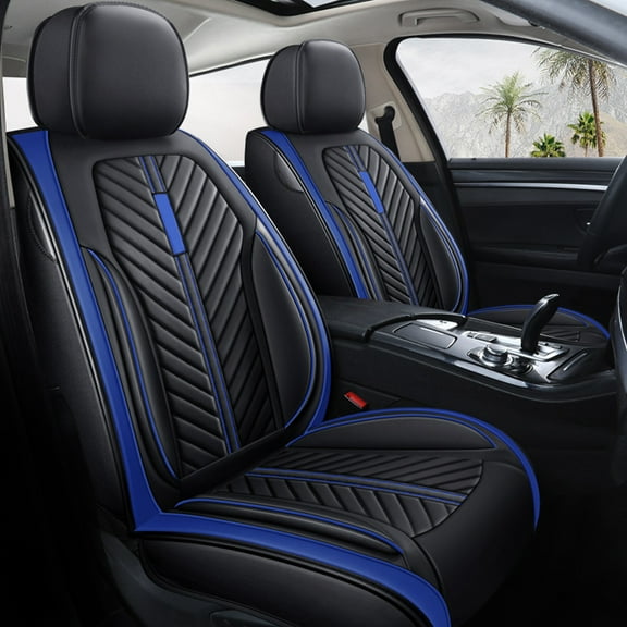 Maidao Car Seat Covers Leather Set for Kia for Forte 2019-Present 5 Seats Compatible Airbag Waterproof Front Rear Cushion Protector Blue
