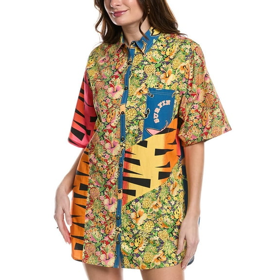 RE/DONE womens  Oversized Shirtdress, s, Yellow