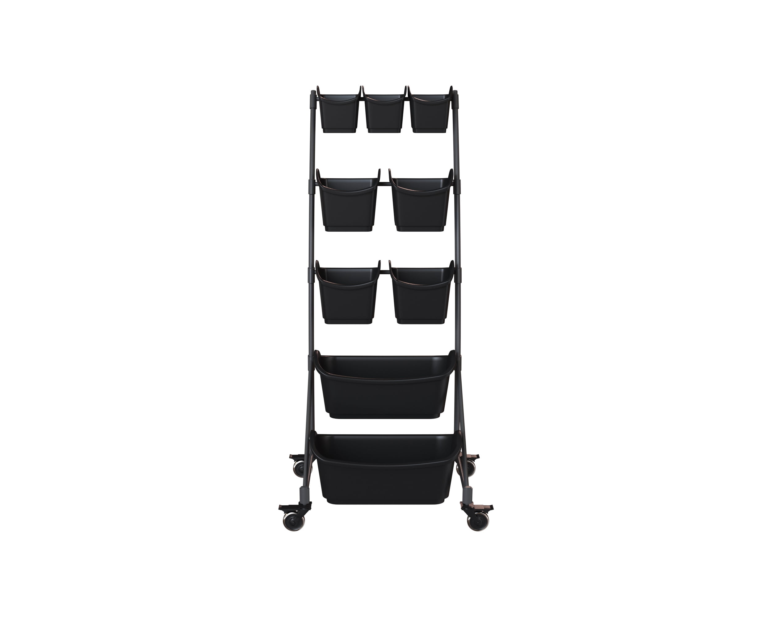 NuVue Products 27006 Vertical Raised Garden Bed on Wheels, 9 BPA-Free Pots, Self-Watering, Indoor Outdoor