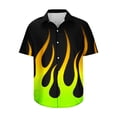 thumbnail image 5 of Men's Summer Button Down Shirts Flame Print Short Sleeve Bowling Shirt Tops Casual Relaxed Fit Elastic Tees for Vacation Traveling, 5 of 5