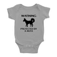 thumbnail image 1 of Warning: Protected by A Akita Dog Funny Baby Bodysuits (Gray,12-18 Months), 1 of 5
